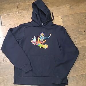 Mens Size Small Rick & Morty Black Sweatshirt Hoodie Hooded
